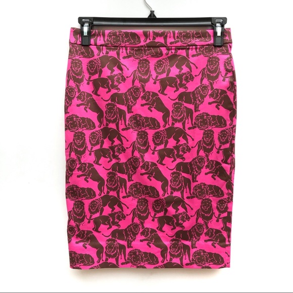 J. Crew Sleepy Lions Print No. 2 Pencil Skirt NEW - Picture 2 of 8